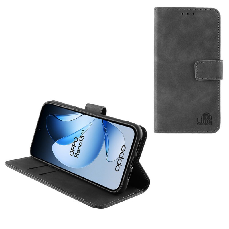 Θήκη Lime Essential Magnet Book Stand Clip Oppo Reno 13 5G Grey