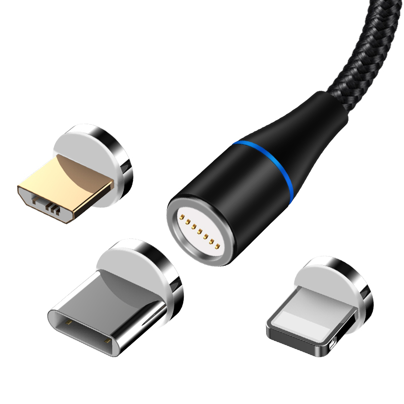 Καλώδιο Data Maxlife Nylon Cable MXUC-03 3in1 USB to Lightning/MicroUSB/Type-C 3A 1m Black