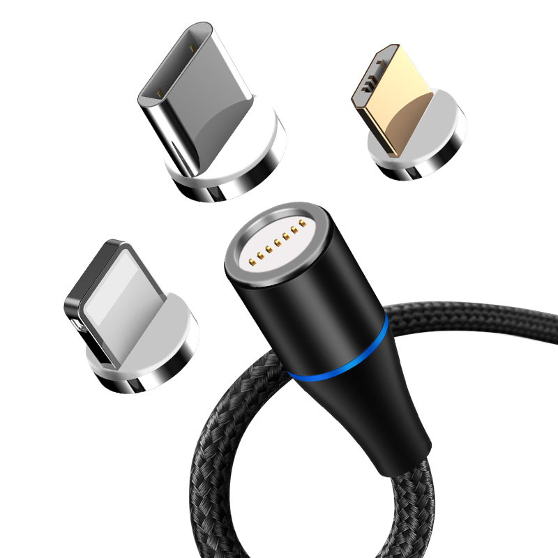 Καλώδιο Data Maxlife Nylon Cable MXUC-03 3in1 USB to Lightning/MicroUSB/Type-C 3A 1m Black
