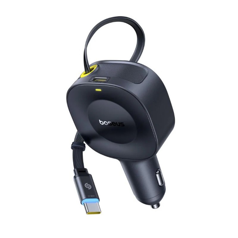 Φορτιστής Αυτοκινήτου Baseus Primetrip VR2 1x Type-C with Retractable Cable Type-C 30W Black