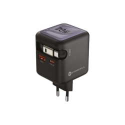 Φορτιστής Ταξιδίου Forcell F-Energy GaN VT-R7 Travel Charger with 1xUSB-C and 1xUSB-A 70W & Retractable Cable USB-C Gray