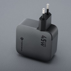 Φορτιστής Ταξιδίου Forcell F-Energy GaN VT-R5 Travel Charger with 1xUSB-C 3A 45W & Retractable Cable USB-C Gray