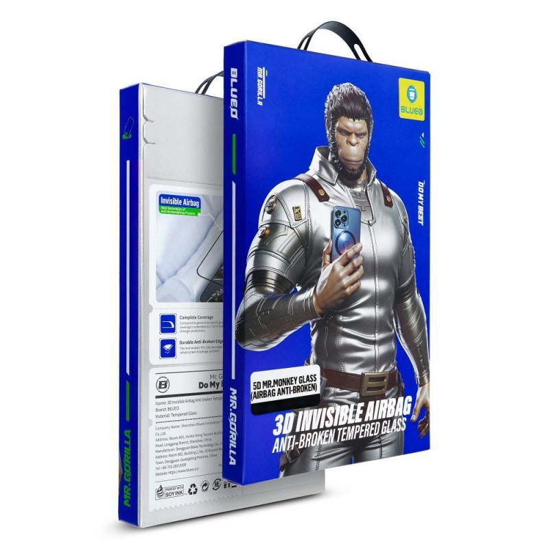 Γυαλί Προστασίας BlueO 5D Mr. Monkey Glass Airbag Anti-Broken iPhone 14 Pro (6.1") Black