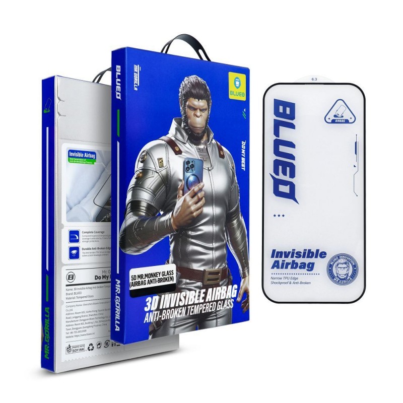 Γυαλί Προστασίας BlueO 5D Mr. Monkey Glass Airbag Anti-Broken iPhone 14 Pro (6.1") Black