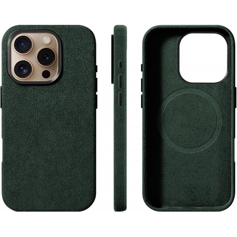 Θήκη Alcantara Full Wrap Case with MagSafe Apple iPhone 16 Pro Max (6.9") Green