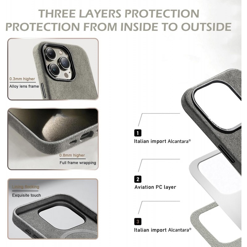 Θήκη Alcantara Full Wrap Case with MagSafe Apple iPhone 16 Pro Max (6.9") Green