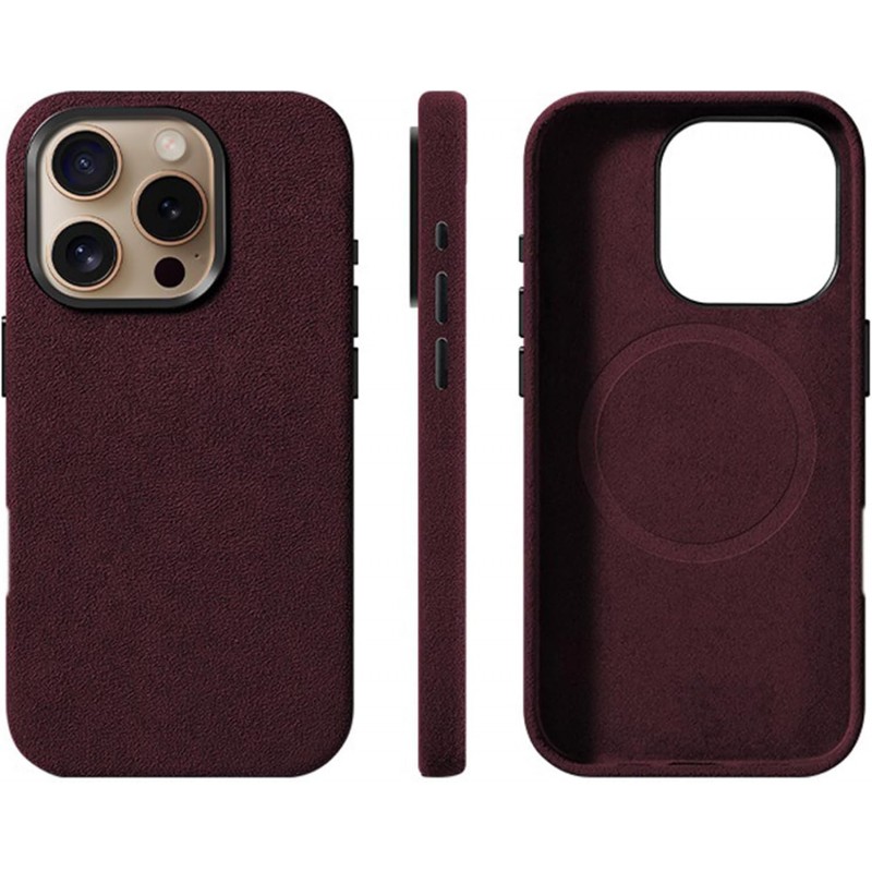 Θήκη Alcantara Full Wrap Case with MagSafe Apple iPhone 16 Pro Max (6.9") Burgundy