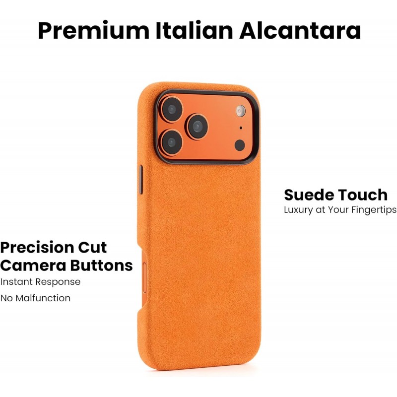 Θήκη Alcantara Full Wrap Case with MagSafe Apple iPhone 17 Pro Max (6.9") Orange