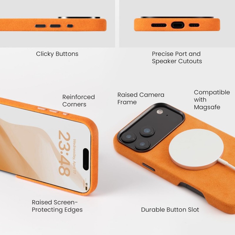 Θήκη Alcantara Full Wrap Case with MagSafe Apple iPhone 17 Pro Max (6.9") Orange