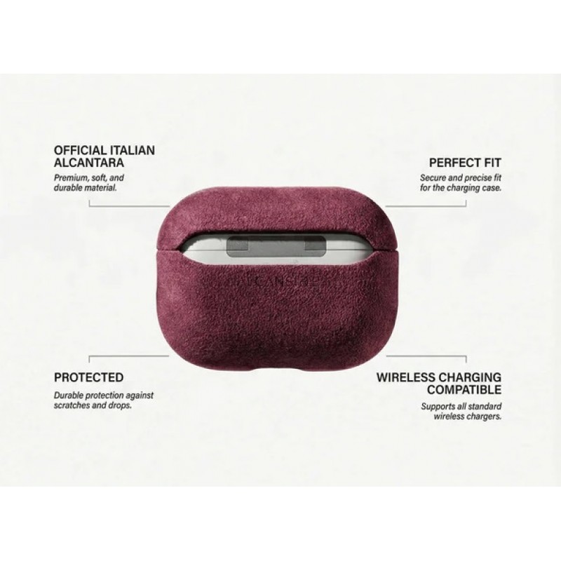 Θήκη Alcantara Cover Apple Airpods Pro 1 / 2 Wine Red