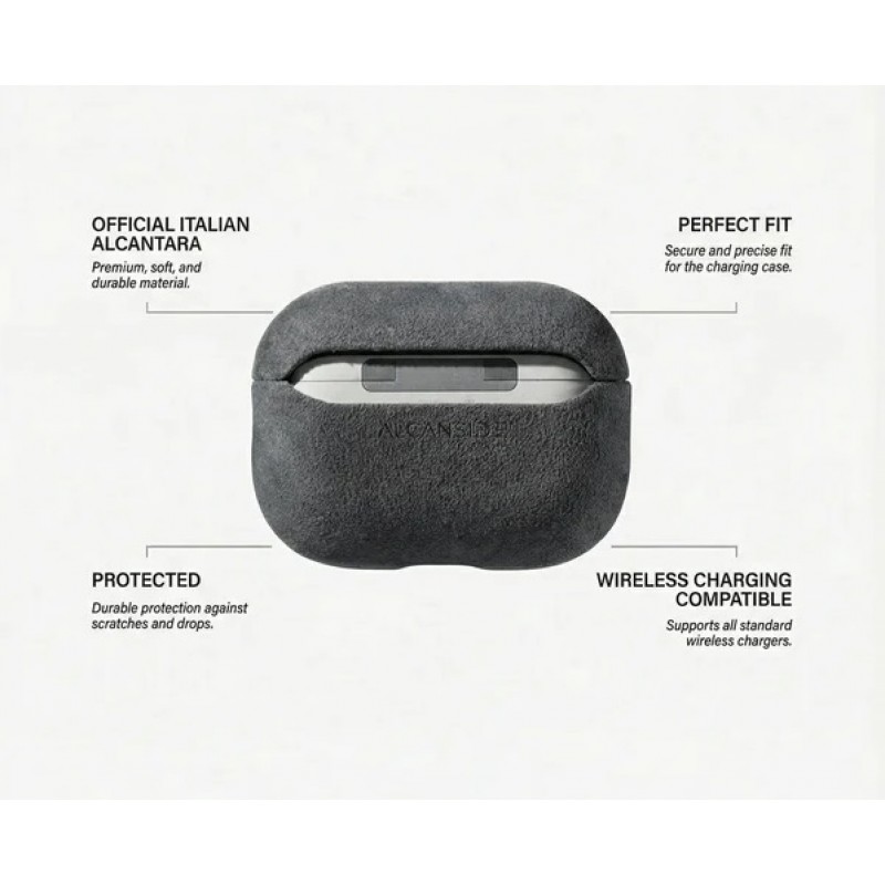 Θήκη Alcantara Cover Apple Airpods Pro 1 / 2 Space Grey