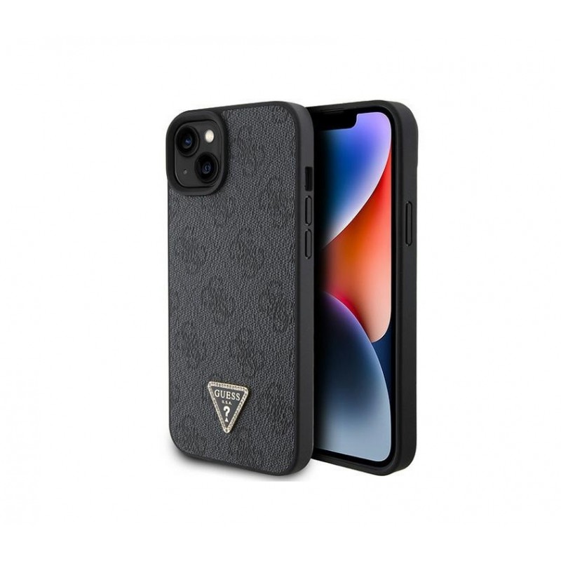 Θήκη Guess PU 4G Strass Triangle Metal Logo Case Apple iPhone 15 (6.1") Black