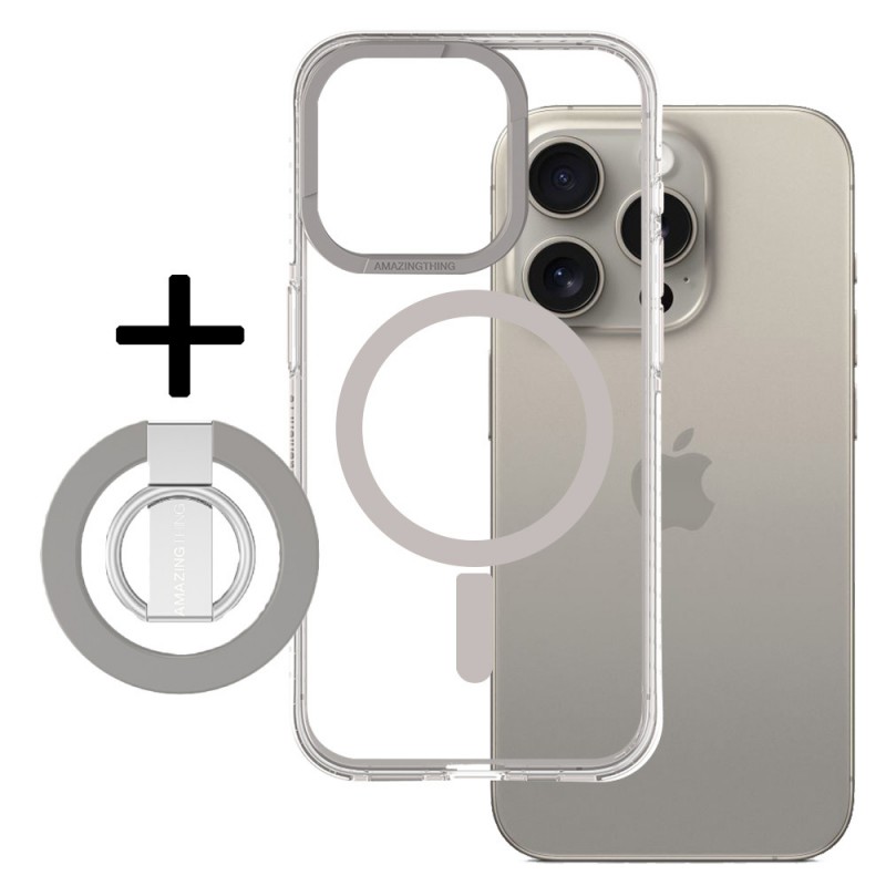 Θήκη Amazing Thing Titan Pro Mag Ring Grip Case Apple iPhone 15 Pro Max (6.7") Titanium