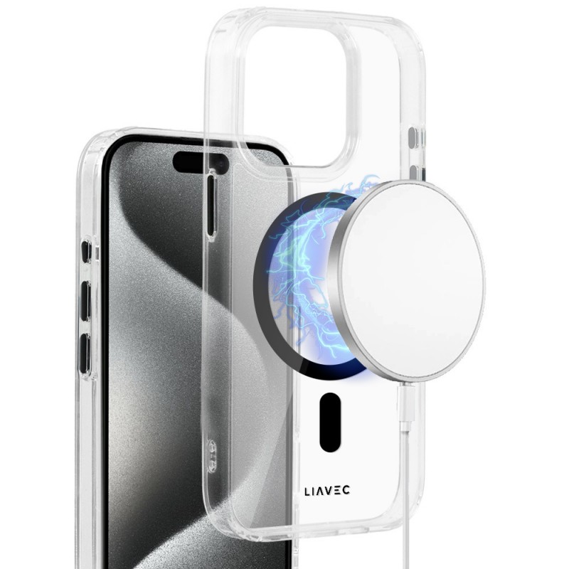 Θήκη Liavec Glossy Magsafe Clear Case Apple iPhone 15 Pro (6.1") Transparent/Black