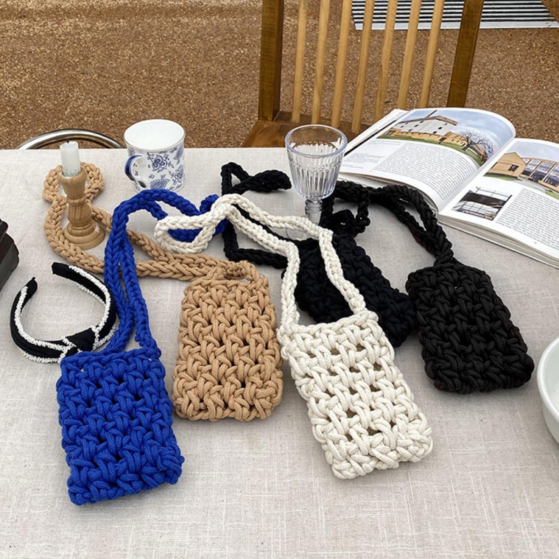 Τσάντα Crossbody Knitted Phone Bag Design 1 Blue