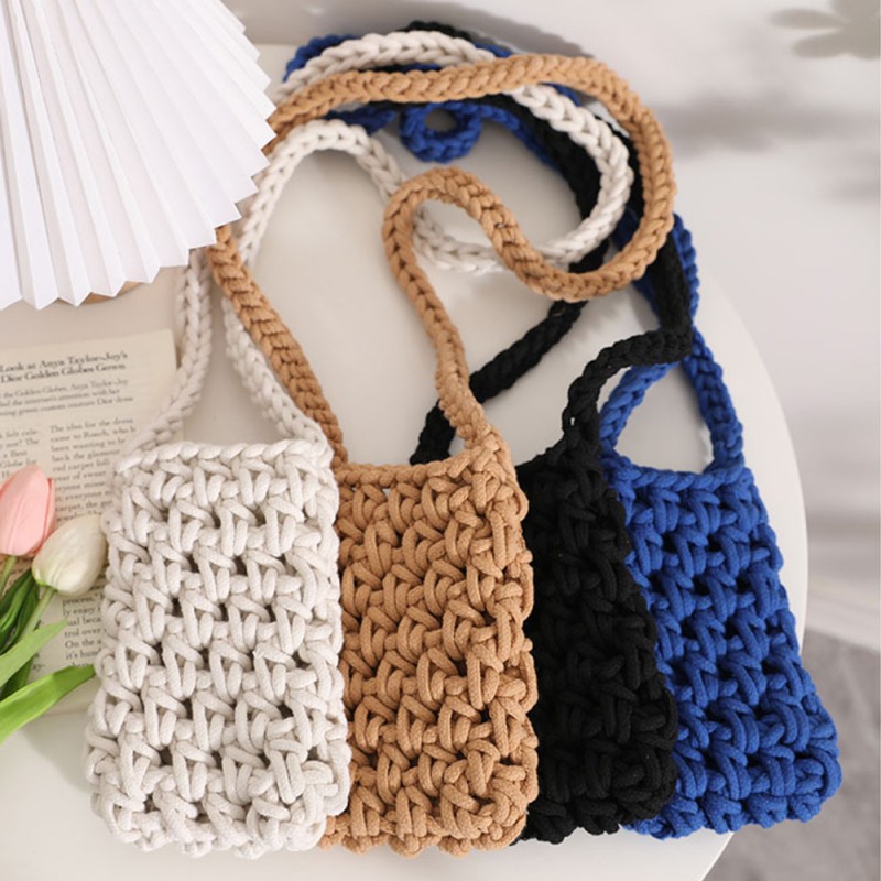 Τσάντα Crossbody Knitted Phone Bag Design 1 Blue