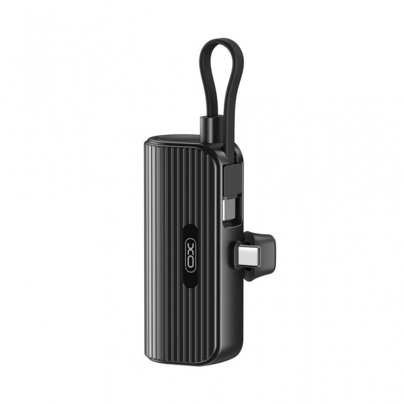 Εξωτερική Μπαταρία XO PR220 Mini PowerBank with Retractable Cable USB-C & USB-C Plug 20W 5000mAh Black