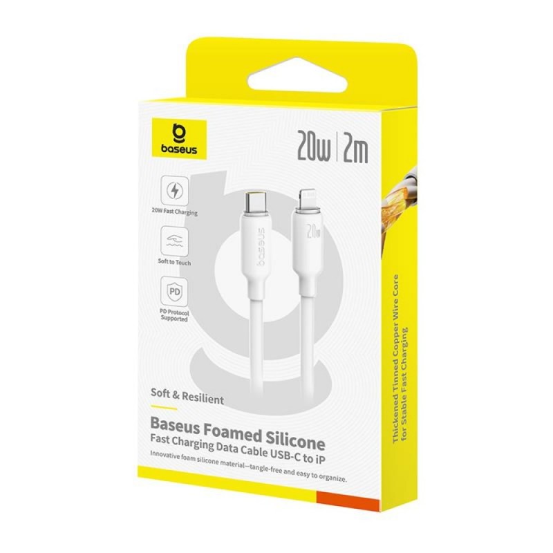 Καλώδιο Data Baseus Foamed Silicone USB-C to Lightning 20W 2m White
