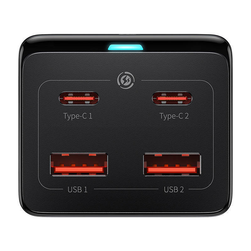 Φορτιστής Ταξιδιού Baseus GaN3 Pro Wall Charger 2xUSB-C & 2xUSB-A with Retractable Cable 100W Black (CCGAN100-1ACE)