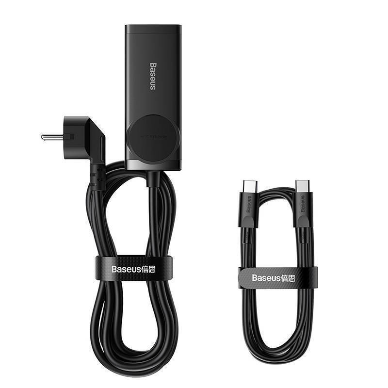 Φορτιστής Ταξιδιού Baseus GaN3 Pro Wall Charger 2xUSB-C & 2xUSB-A with Retractable Cable 100W Black (CCGAN100-1ACE)