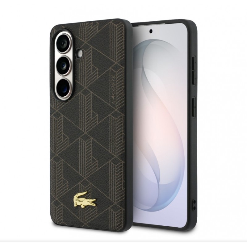 Θήκη Lacoste PVC Blend Monogram Gold Logo Magnetic Cover Samsung Galaxy S26 5G S942 Black