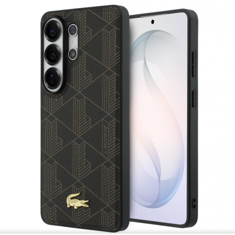 Θήκη Lacoste PVC Blend Monogram Gold Logo Magnetic Cover Samsung Galaxy S26 Ultra 5G S948 Brown