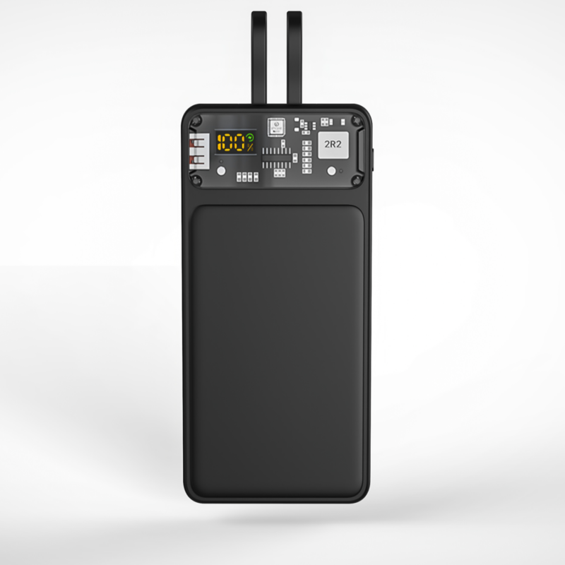 Εξωτερική Μπαταρία QUALO Transparent PowerBank 10000 mAh PD with LED 23W Black