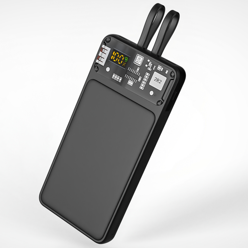 Εξωτερική Μπαταρία QUALO Transparent PowerBank 10000 mAh PD with LED 23W Black