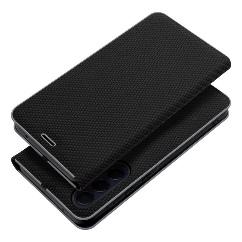 Θήκη Luna Carbon Book For Samsung Galaxy S25+ Plus 5G S938 Black