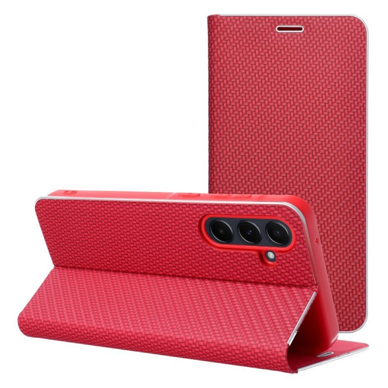Θήκη Luna Carbon Book For Samsung Galaxy S25+ Plus 5G S938 Red