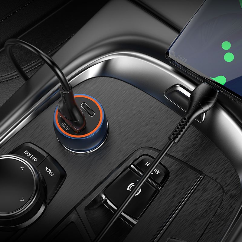 Φορτιστής Αυτοκινήτου HOCO Z46A USB-A &l Type-C Car Charger PD QC3.0 3A 20W Sapphire Blue