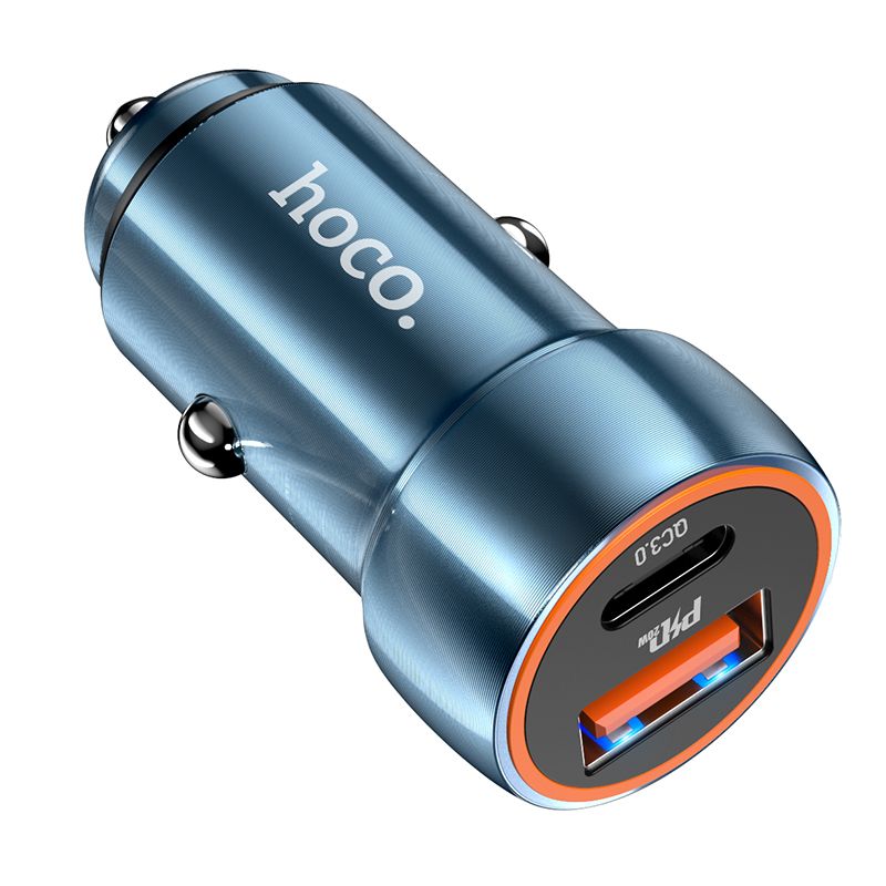 Φορτιστής Αυτοκινήτου HOCO Z46A USB-A &l Type-C Car Charger PD QC3.0 3A 20W Sapphire Blue