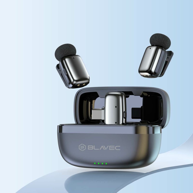 Ασύρματα Μικρόφωνα Blavec Lavalier Microphones x 2 MK-03 ClipGo USB-C (LMMK03-S) Silver