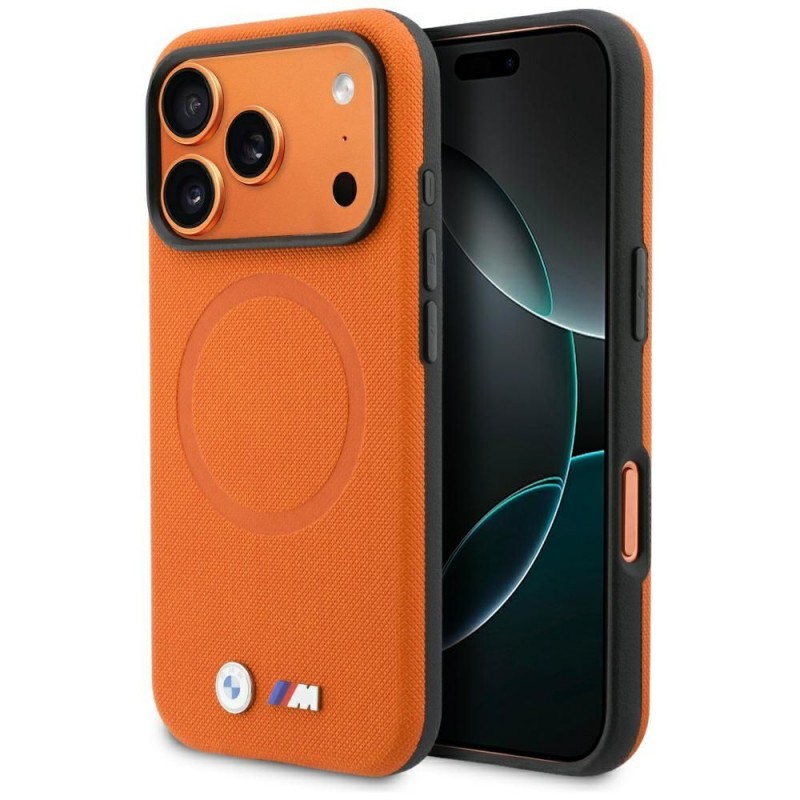 Θήκη BMW PU FW Metal Logo MagSafe Cover Apple iPhone 17 Pro Max (6.9") Orange