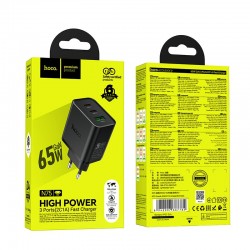 Φορτιστής Ταξιδιού Hoco N75 2x USB-C & 1x USB-A PD 3A 65W Black