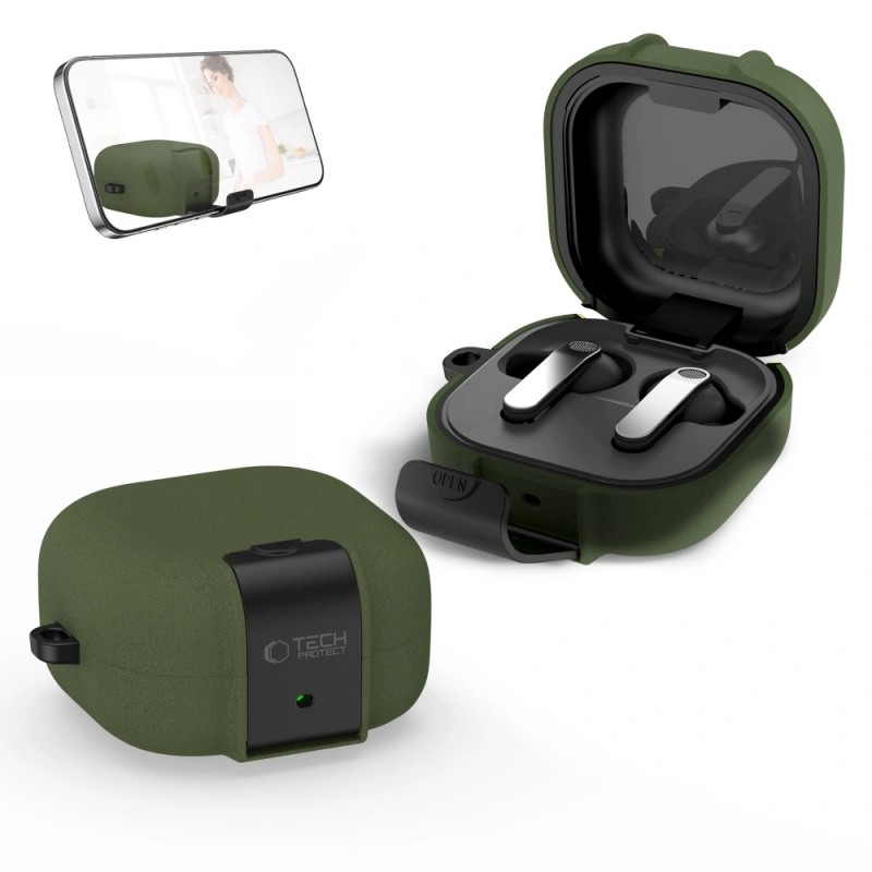 Θήκη Tech-Protect Slim Hook Cover Samsung Galaxy Buds 4 / 4 Pro Olive Green