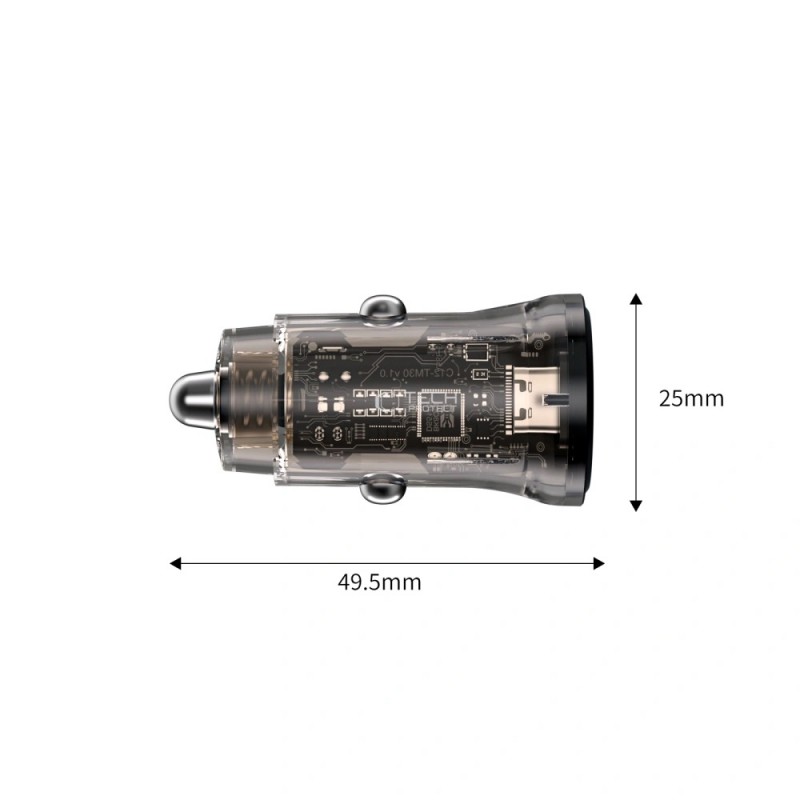 Φορτιστής Αυτοκινήτου Tech-Protect Car Charger CC01 1xUSB-A & 1xUSB-C - QC 3.0 PD 45W Βlack