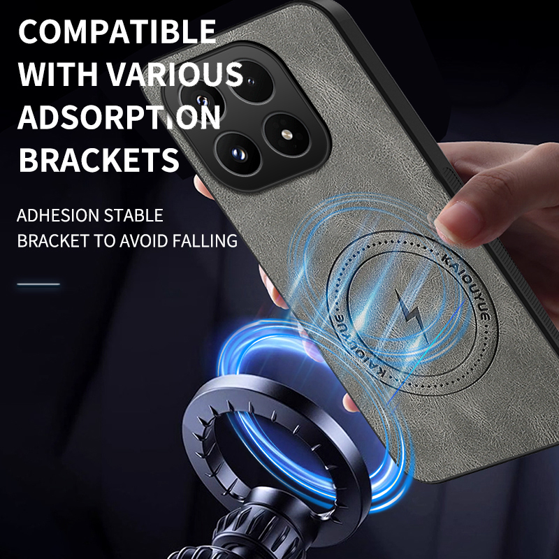 Θήκη TPU  Leather Cover with Magsafe Motorola Moto G77 Brown