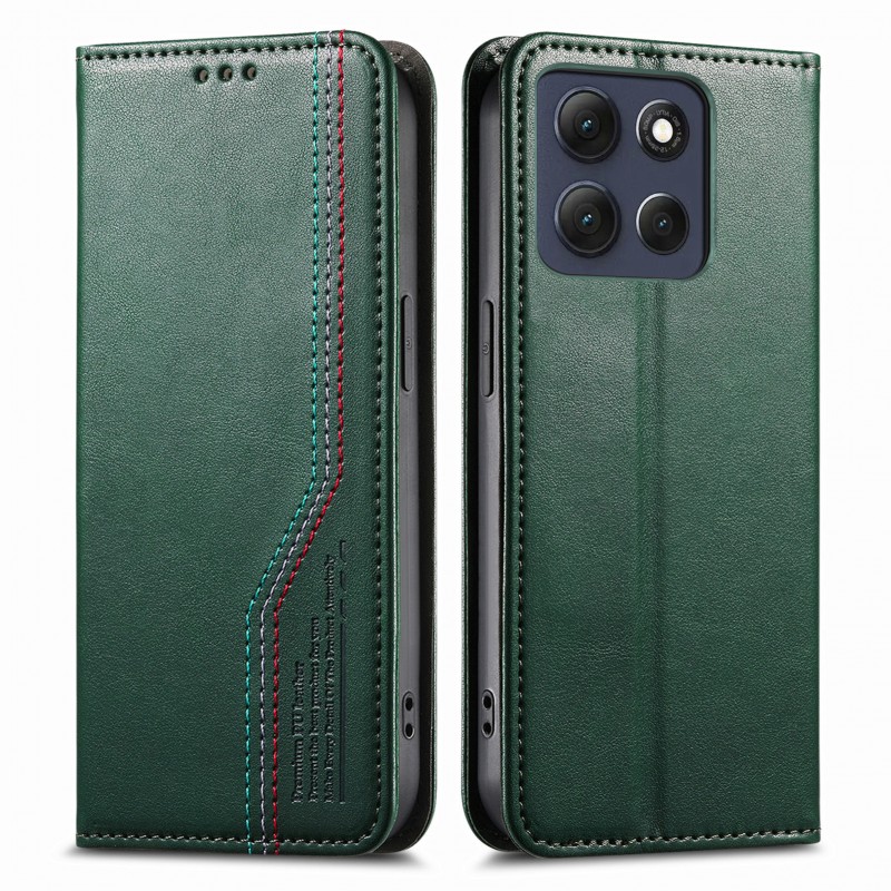 Θήκη Tri-Color Leather Wallet Case with Elastic Wristband Motorola Moto G77 5G Green