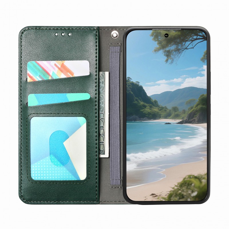 Θήκη Tri-Color Leather Wallet Case with Elastic Wristband Motorola Moto G77 5G Green