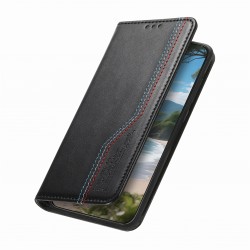Θήκη Tri-Color Leather Wallet Case with Elastic Wristband Motorola Moto G77 5G Black