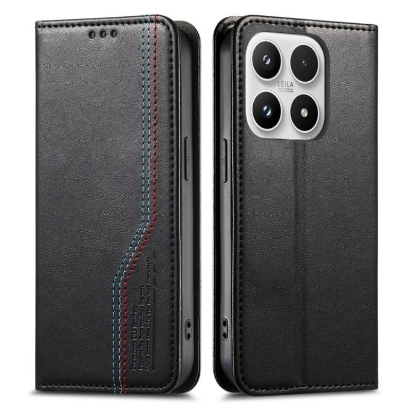 Θήκη Tri-Color Leather Wallet Case with Elastic Wristband Xiaomi 17 5G Black