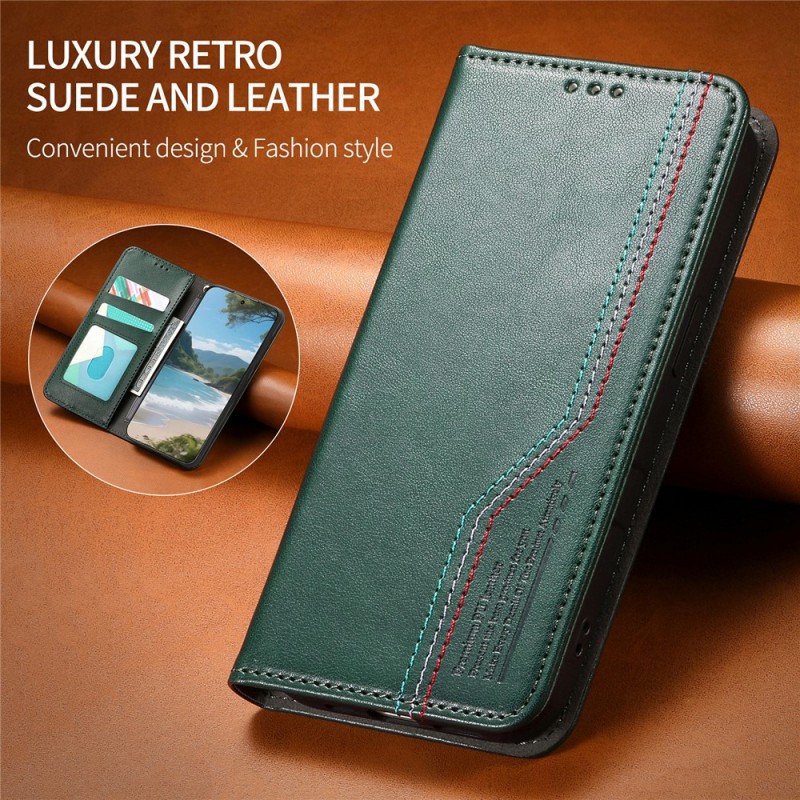 Θήκη Tri-Color Leather Wallet Case with Elastic Wristband Xiaomi 17 Ultra 5G Green