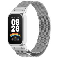 Ανταλλακτικό λουράκι QuickFit Xiaomi Smart Band 9 Active / Redmi Band 3 Milanese Band with Metal Frame Silver