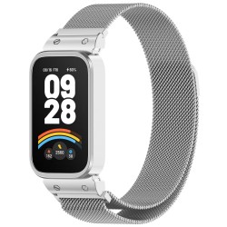 Ανταλλακτικό λουράκι QuickFit Xiaomi Smart Band 9 Active / Redmi Band 3 Milanese Band with Metal Frame Silver