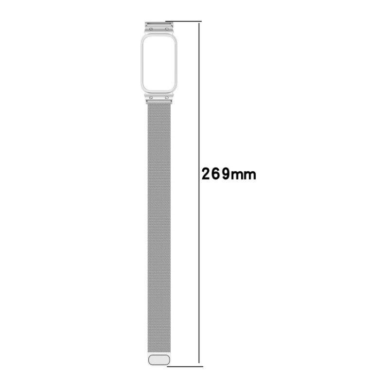 Ανταλλακτικό λουράκι QuickFit Xiaomi Smart Band 9 Active / Redmi Band 3 Milanese Band with Metal Frame Silver