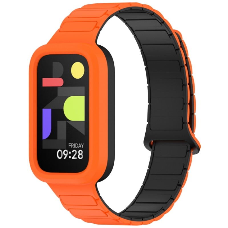 Ανταλλακτικό λουράκι QuickFit Xiaomi Smart Band 9 Active / Redmi Band 3 Dual Color Silicone Band Orange/Black