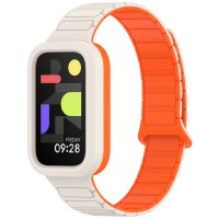Ανταλλακτικό λουράκι QuickFit Xiaomi Smart Band 9 Active / Redmi Band 3 Dual Color Silicone Band White/Orange