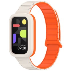 Ανταλλακτικό λουράκι QuickFit Xiaomi Smart Band 9 Active / Redmi Band 3 Dual Color Silicone Band White/Orange