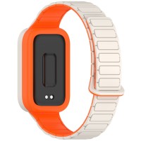 Ανταλλακτικό λουράκι QuickFit Xiaomi Smart Band 9 Active / Redmi Band 3 Dual Color Silicone Band White/Orange